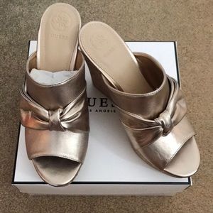 Guess Gold Cork Wedges Size 9.5